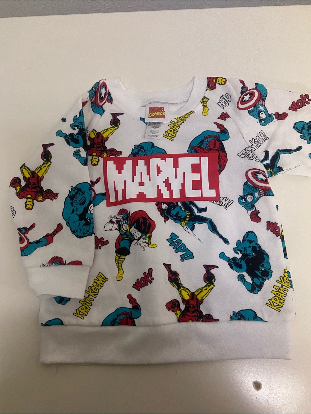 NWT Marvel comics sweatshirt 2T Superheroes Animated Spider-Man Hulk Wonder